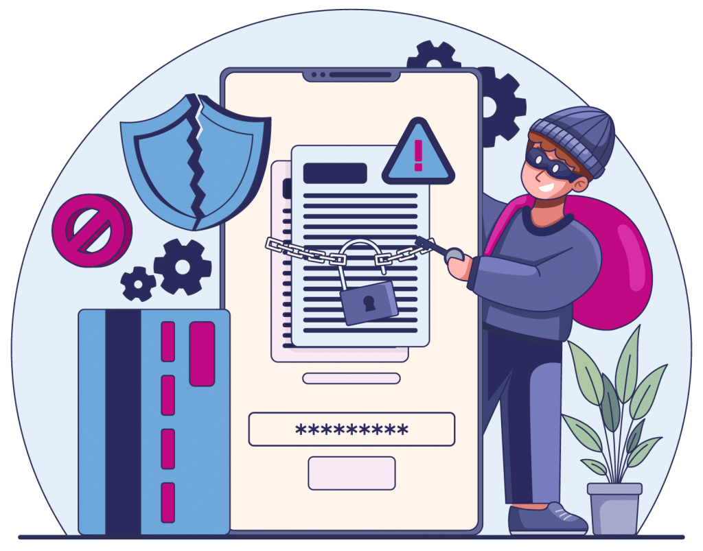 Hacker breaking into data and card details